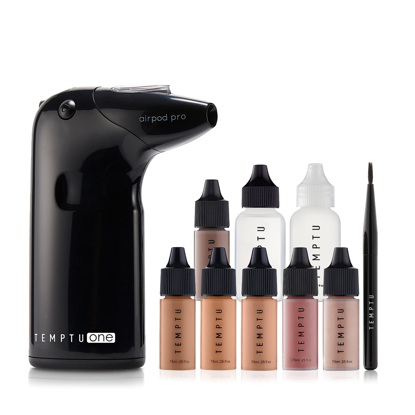 TEMPTU One Airbrush Make-up Kit for Complexion Perfection with Cordless Compressor Medium: 11-Piece Set Portable Air Brush Machine 3 Shades of Foundation Blush Bronzer Instant Concealer